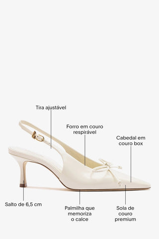 Slingback Bardot Couro Off White Pump Larroudé