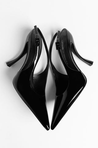 Larroudé by Nicolò B.: Slingback Grace Couro Verniz Preto Larroudé x Nicolò Beretta