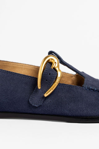Mocassim Hydra Camurça Azul Loafer Larroudé