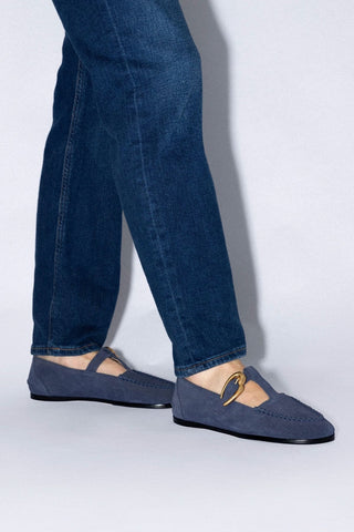 Mocassim Hydra Camurça Azul Loafer Larroudé