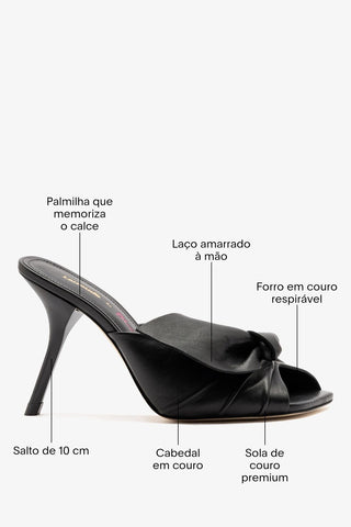 Larroudé by Bruno Frisoni: Mule Gigi Couro Preto Mule Larroudé x Bruno Frisoni