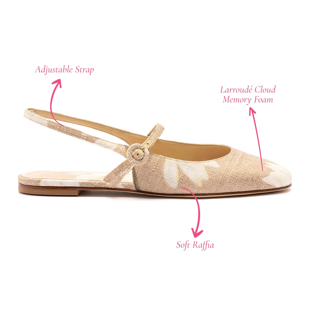 Georgina Ballet Flat In Beige Printed Raffia