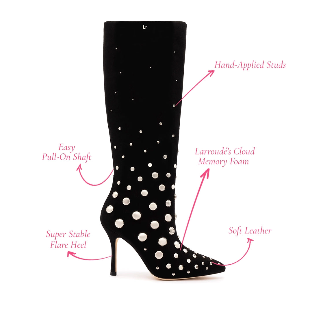 Kate Studs Boot In Black Suede