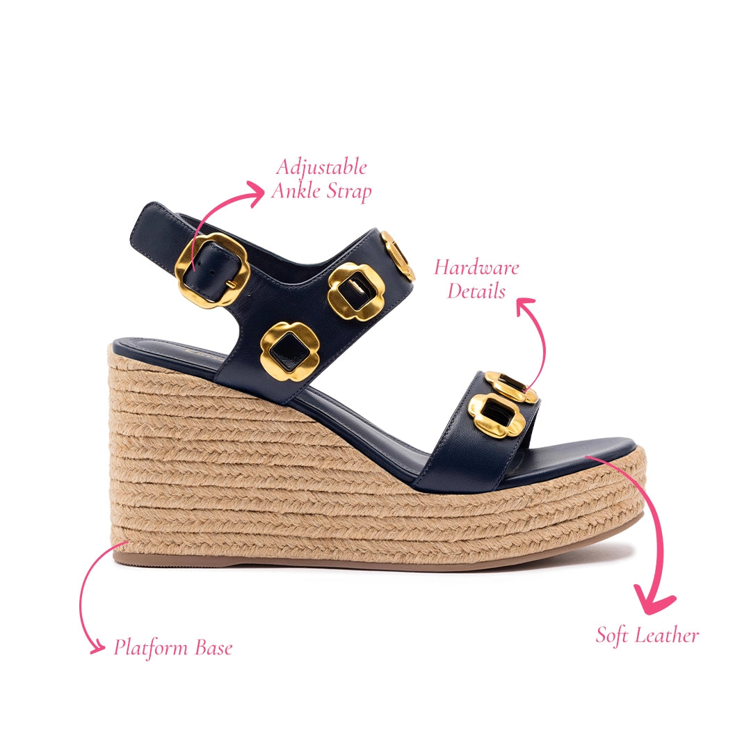 Milan Espadrille In Navy Leather