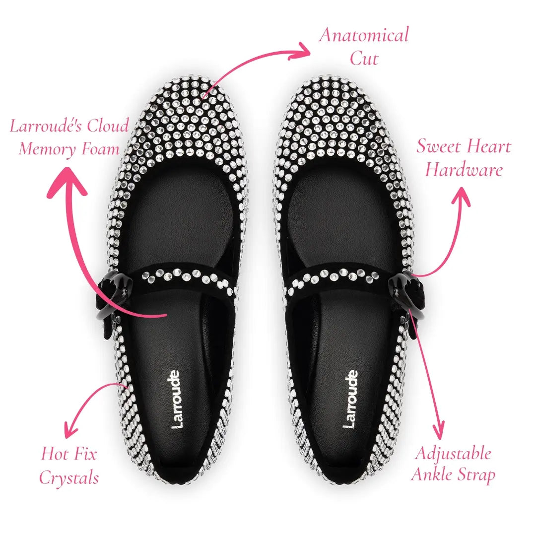 Verona Ballet Flat Crystal In Black Suede