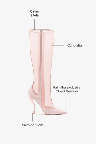 Larroudé By Nicolò B.: Bota Zuzu Cetim e Tela Rosa