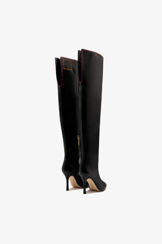 Larroudé x Jonathan Cohen: Bota Zig Zag Hi Couro Preto Womens - Shoes - Boots Larroudé x Jonathan Cohen