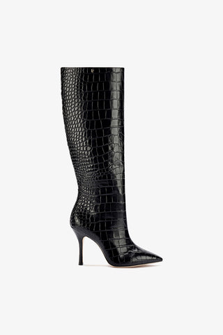Bota Kate Couro Croco Preto