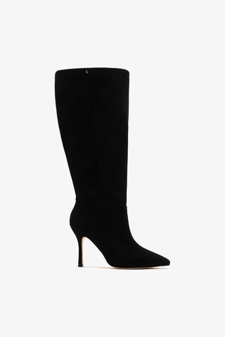 Bota Cano Largo Kate Camurça Preto Boot Larroudé
