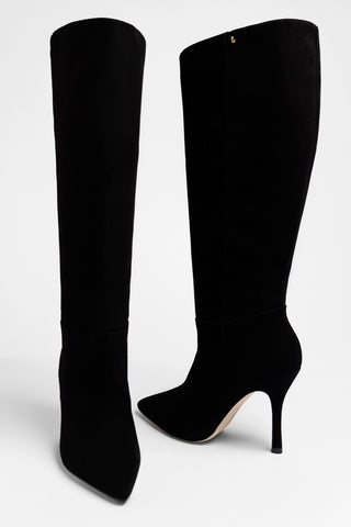 Bota Cano Largo Kate Camurça Preto Boot Larroudé