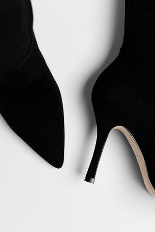 Bota Cano Largo Kate Camurça Preto Boot Larroudé