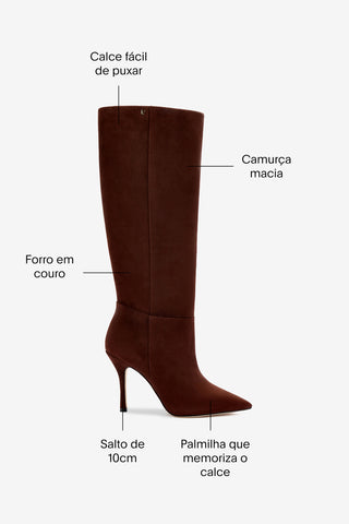 Bota Kate Camurça Marrom Boot Larroudé
