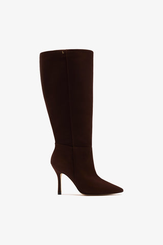 Bota Cano Largo Kate Camurça Marrom Boot Larroudé