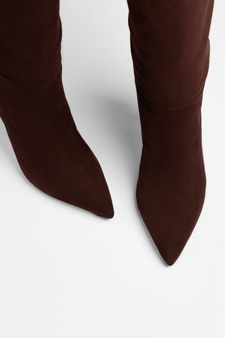Bota Cano Largo Kate Camurça Marrom Boot Larroudé