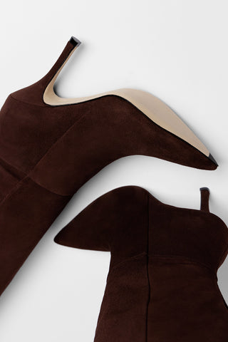 Bota Cano Largo Kate Camurça Marrom Boot Larroudé