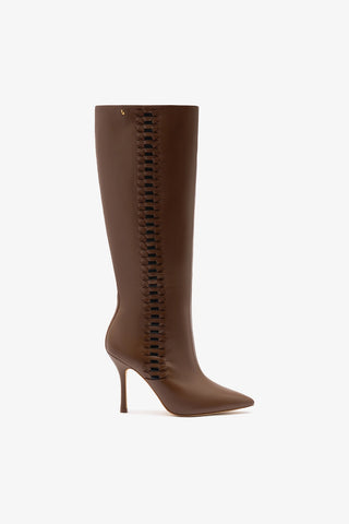 Bota Kate Couro Marrom e Couro Preto