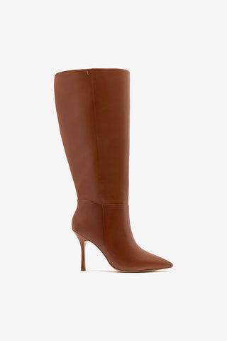 Bota Cano Largo Kate Couro Caramelo Boot Larroudé