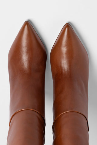 Bota Cano Largo Kate Couro Caramelo Boot Larroudé