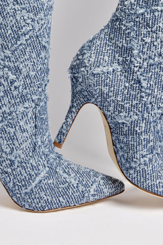 Kate Slouch Boot In Fringe Stellar Denim