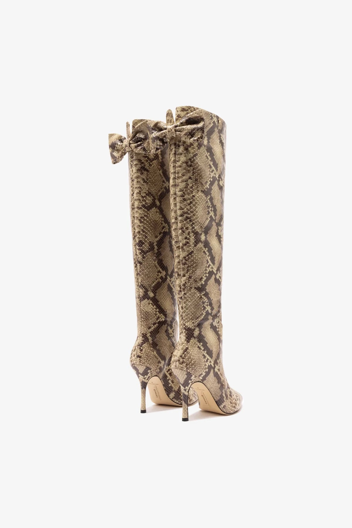 Larroudé for LoveShackFancy Boot Bow In Snake Print Leather