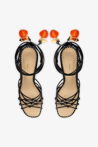 Sandalia Carmen Couro Preto Sandal Larroudé