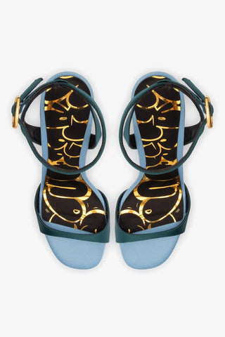 Sandália Freya Cetim Azul Sandal Larroudé