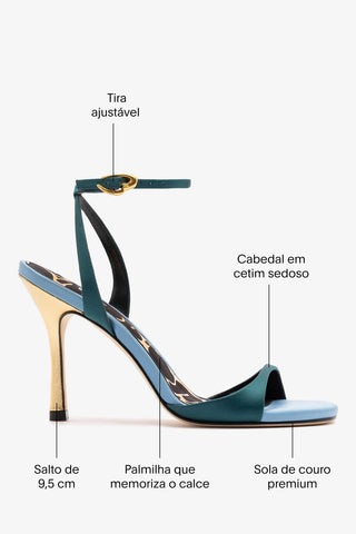 Sandália Freya Cetim Azul Sandal Larroudé