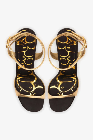 Sandália Freya Couro Dourado Sandal Larroudé
