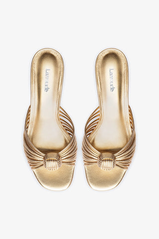Mule Valerie Couro Dourado Sandal Larroudé