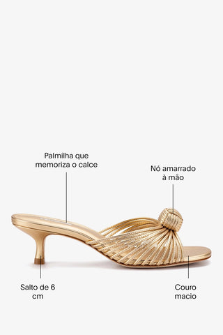 Mule Valerie Couro Dourado