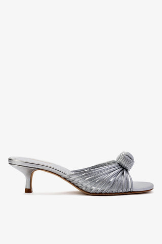 Mule Valerie Couro Prateado Sandal Larroudé