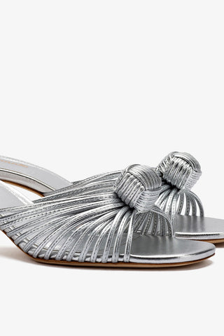 Mule Valerie Couro Prateado Sandal Larroudé