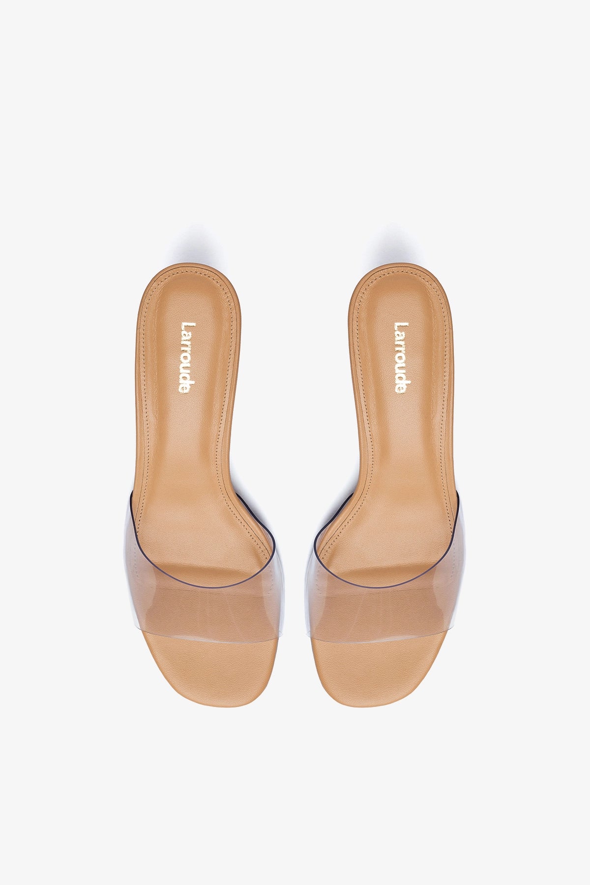 Vivi Lucite Mule In Tan Leather and Vinyl