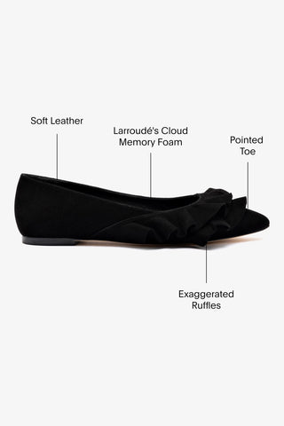 Lee Ruffle Flat In Black Suede