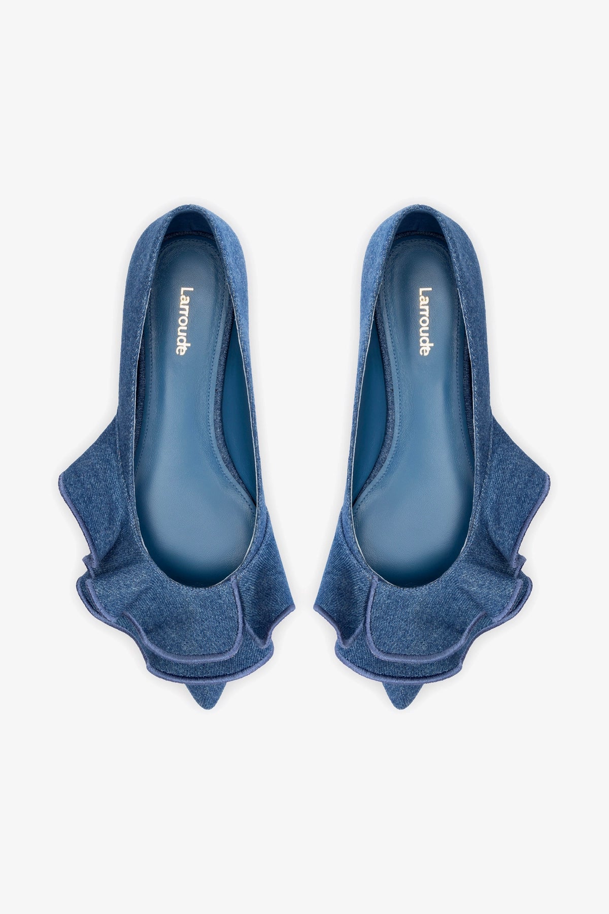 Lee Ruffle Flat In Blue Denim