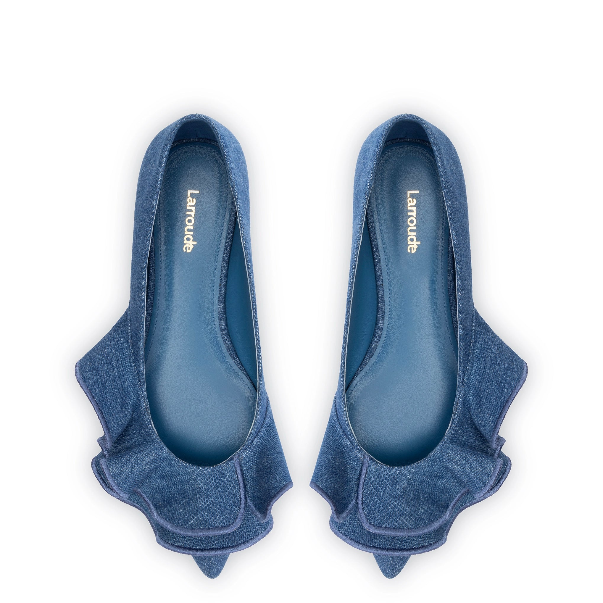 Lee Ruffle Flat In Blue Denim