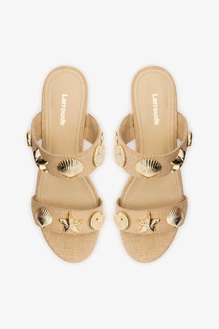Mule Plataforma Madison Ráfia Bege Sandal Larroudé