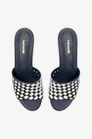 Mule Plataforma Miso Couro Azul e Couro Off White Womens - Shoes - Platforms Larroudé