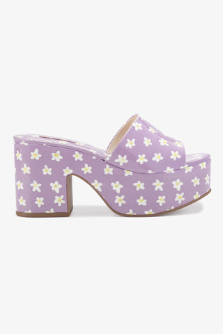 Mule Plataforma Miso Couro Verniz Estampado Lilás