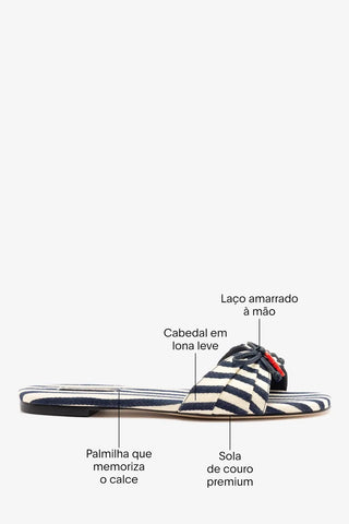 Flat Bardot Lona Listrado Azul