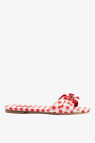 Flat Bardot Ráfia Estampado Vermelho — Larroudé
