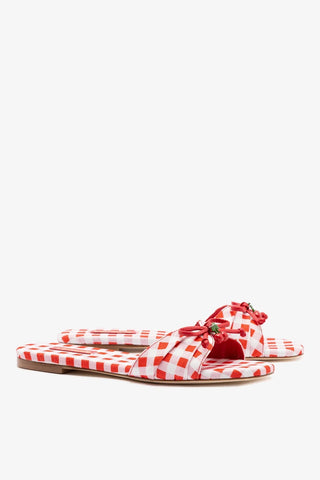 Flat Bardot Ráfia Estampado Vermelho — Larroudé