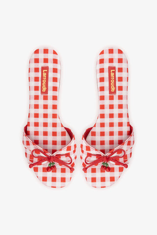 Flat Bardot Ráfia Estampado Vermelho