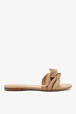 Flat Ivy Ráfia Bege Flat Sandal Larroudé