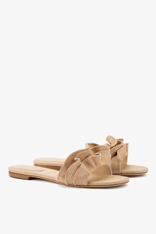 Flat Ivy Ráfia Bege Flat Sandal Larroudé