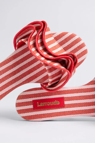 Flat Bardot Ráfia Estampado Vermelho — Larroudé