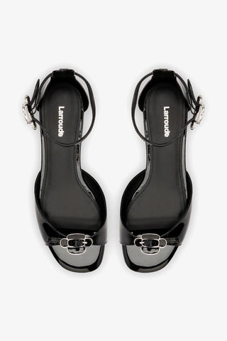 Sandália Flat Tinx Couro Verniz Preto