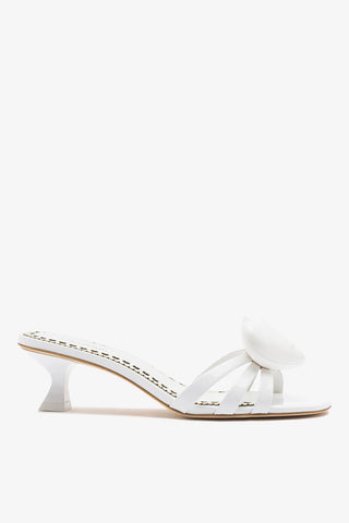 Mule Amore Couro Verniz Branco Mule Larroudé