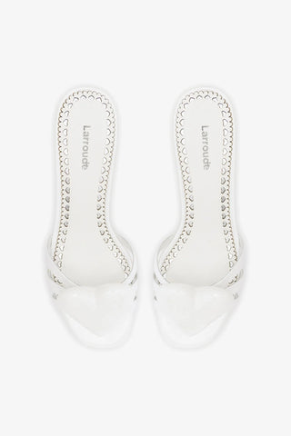 Mule Amore Couro Verniz Branco Mule Larroudé
