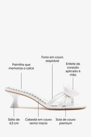 Mule Amore Couro Verniz Branco Mule Larroudé